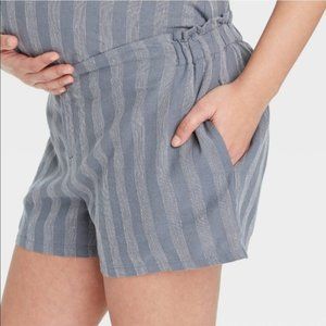 The Nines by Hatch Maternity Shorts Blue Striped Size Medium
